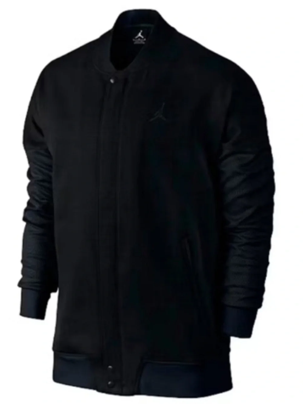 Nike Air Jordan Men Size M Black Full Zip Snap Bomber Varsity Jacket 706735-011